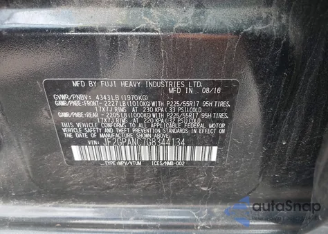 2016 Subaru Crosstrek 2.0I Limited from USA, damaged, VIN JF2GPANC7G8344134